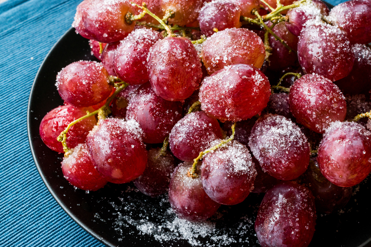 frozen purple grapes